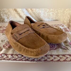 Men’s Coach Suede Driver Shoes Moccasins Tan Size 8.5 D